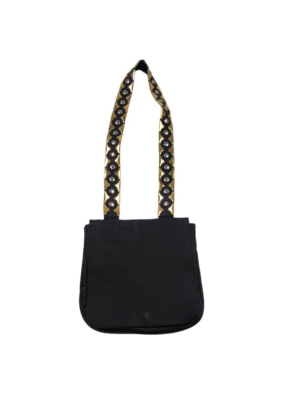 Jenny Tee Leather Flap Closure Crossbody Messenger Bag with Embellished Strap